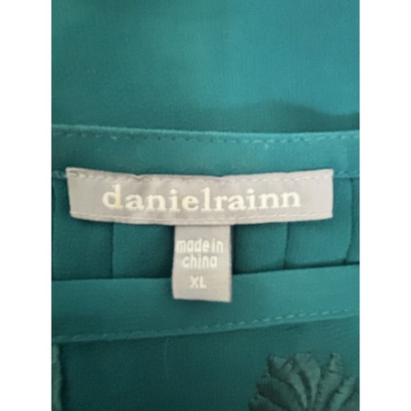 Daniel Rainn Anthropologie Solid Teal V-Neck Banded Bottom Blouse Sz XL W Tank - Picture 8 of 10